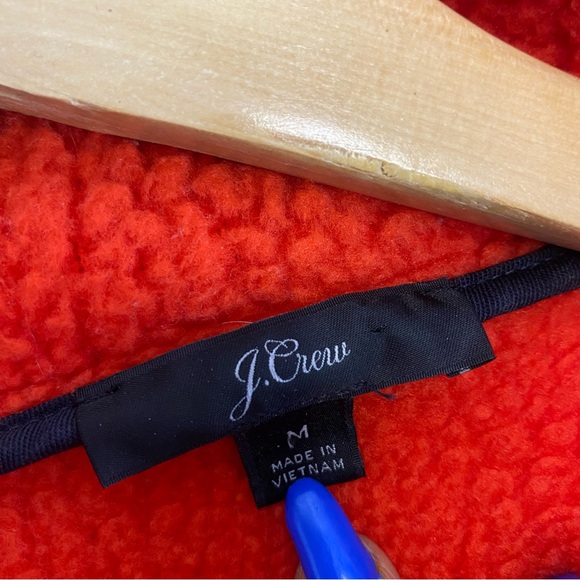 J Crew Burnt Orange Sherpa 1/4 Zip Pullover Sweater Top Size Medium - Picture 3 of 3